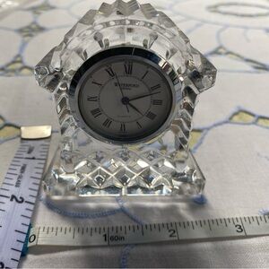 WATERFORD- Crystal Clock with silver accents